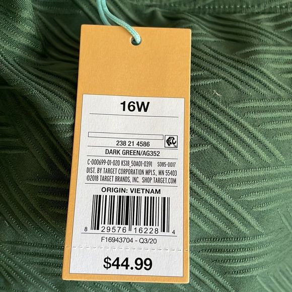 Kona Sol Women’s Green Puckered One Piece High Coverage Bathing Suit NEW 16W - Picture 9 of 14